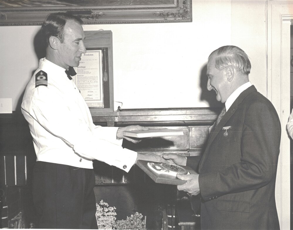 Cr. Noel Oates, Mayor 1971-72, at presentation during Centenary of Local Government in Frankston celebration