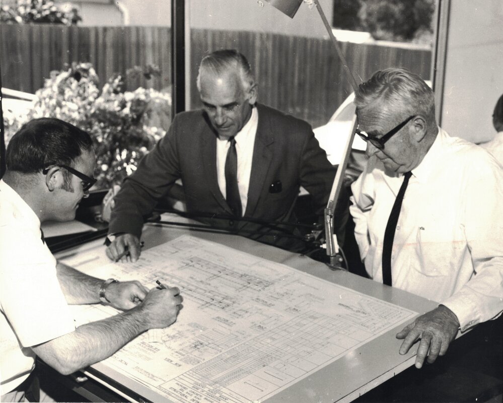 Frank Holmes, City Engineer; Arch Steel, Deputy Engineer; and Peter Stennett