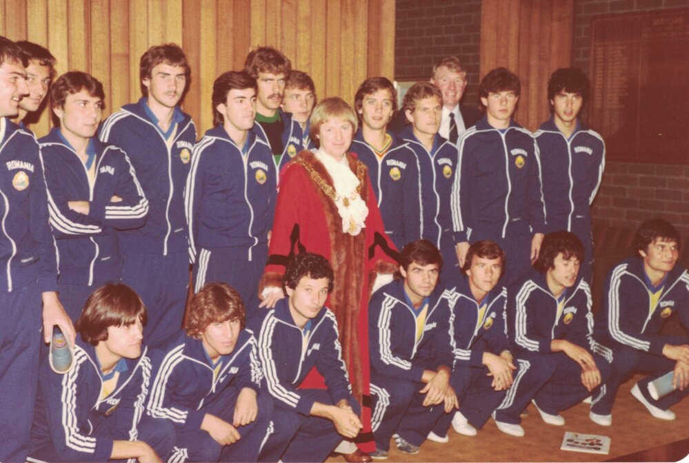 Cr. Ward with Romanian soccer team