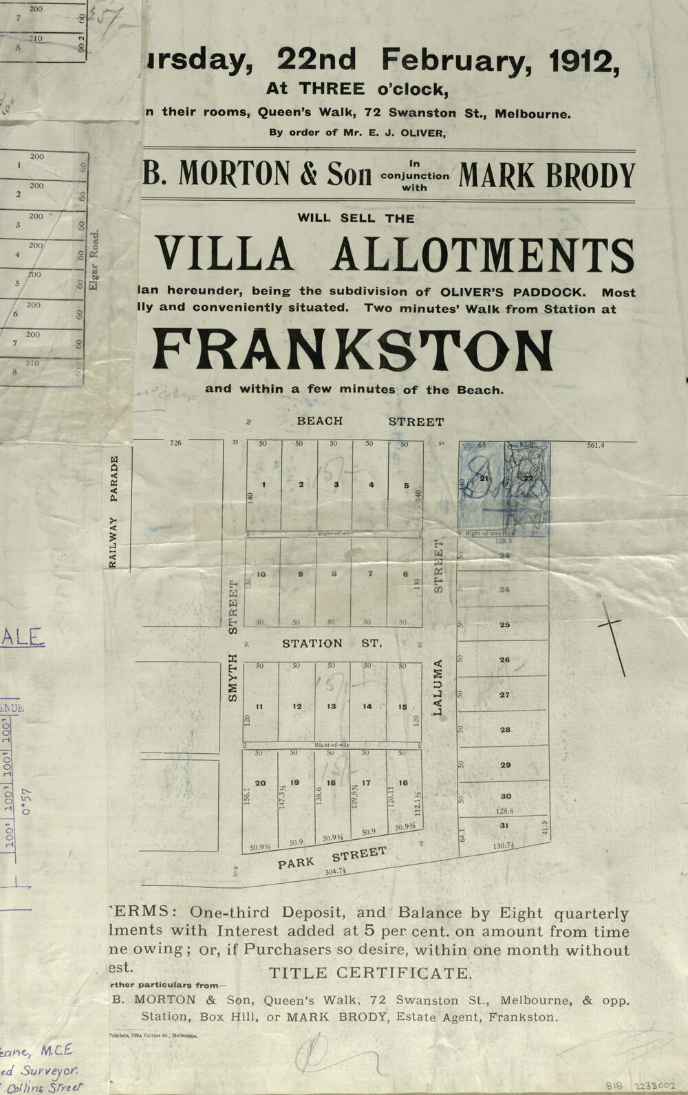 31 villa allotments [auction sale] being the subdivision of Oliver's Paddock &hellip; Frankston