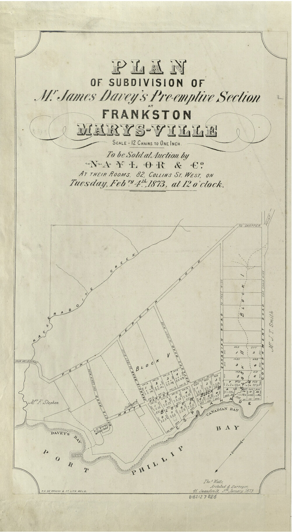 Plan of subdivision of Mr. James Davey's pre-emptive section at Frankston