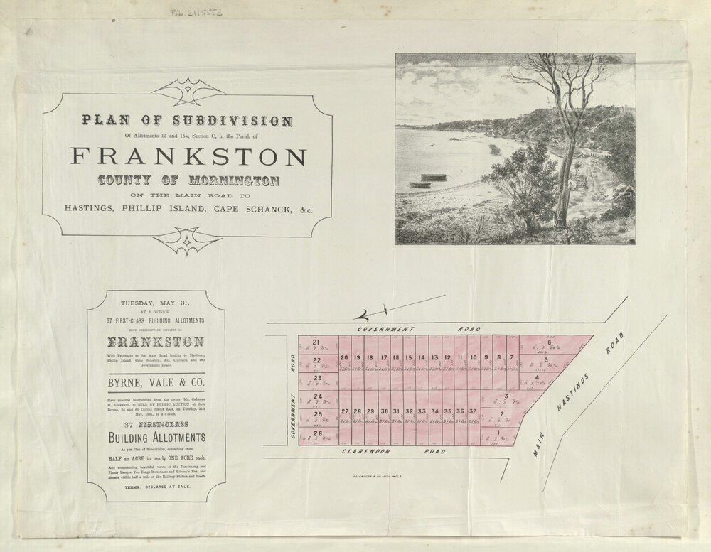 Plan of subdivision, Frankston 1881