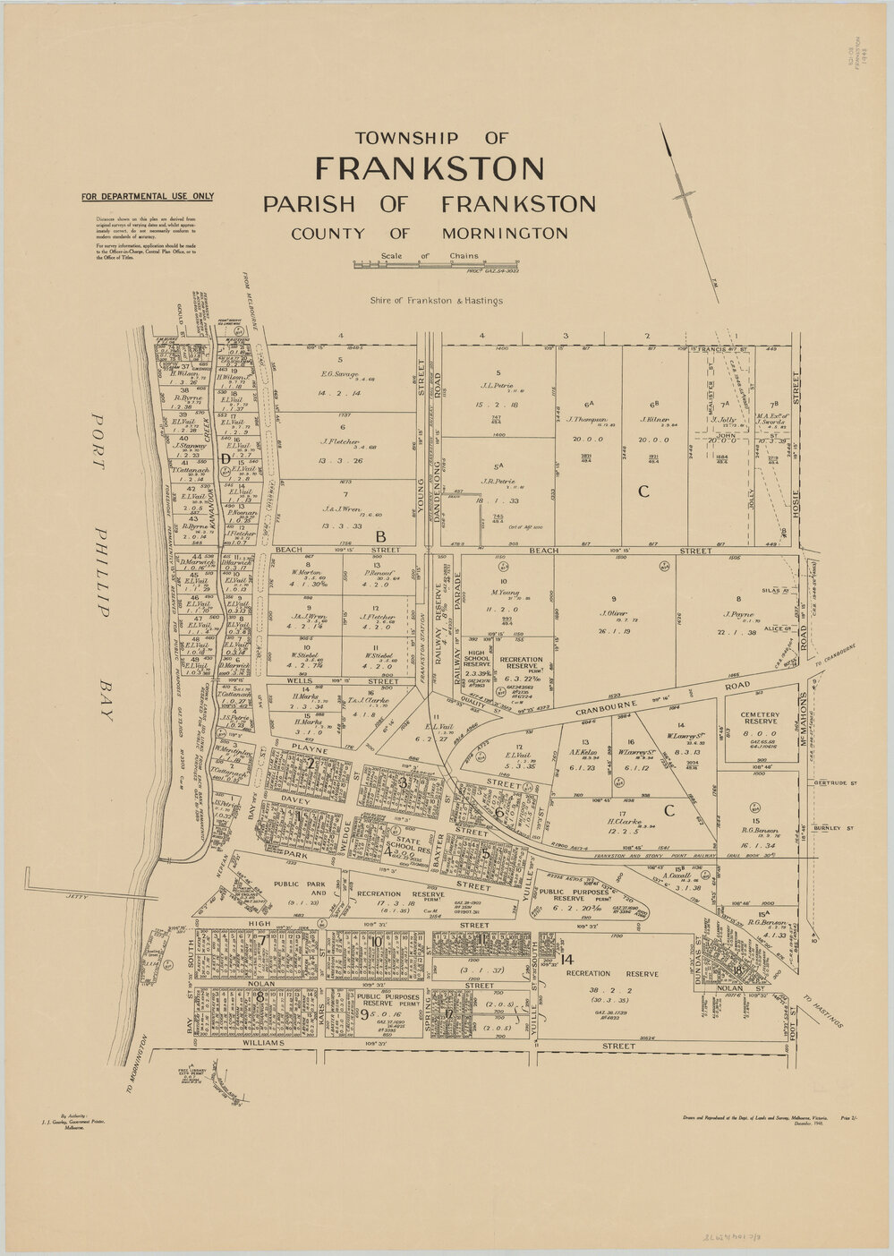 Township of Frankston, Parish of Frankston, County of Mornington 1948