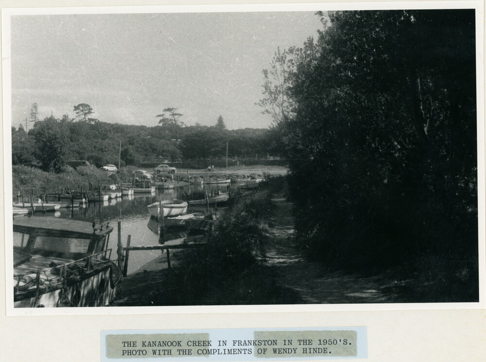 Footbridge at mouth of Kananook Creek, early 1985 