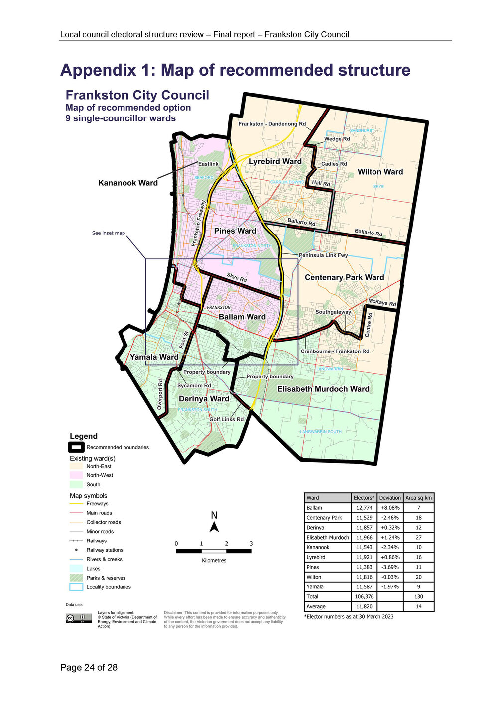 Map of recommended structure: Frankston City Council 2023