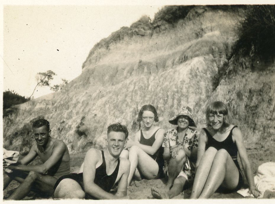 Win Fulton (nee Fisher) at Canadian Bay Beach, 1933