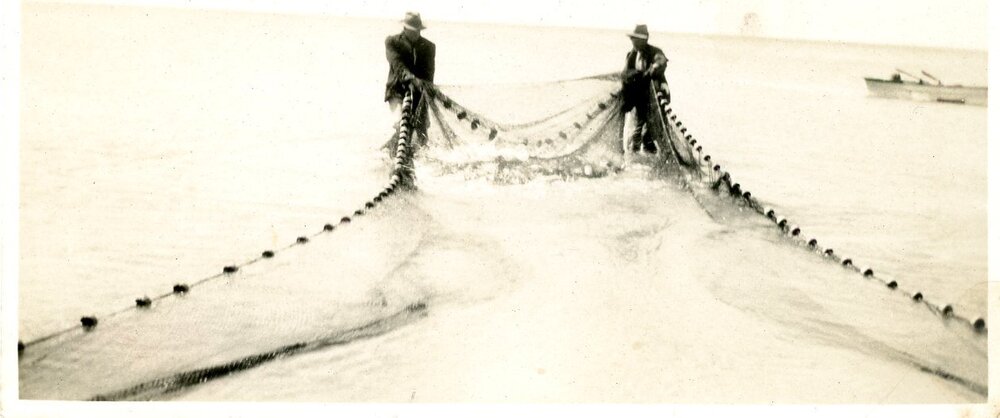 Fishermen at Canadian Bay Beach, 1933