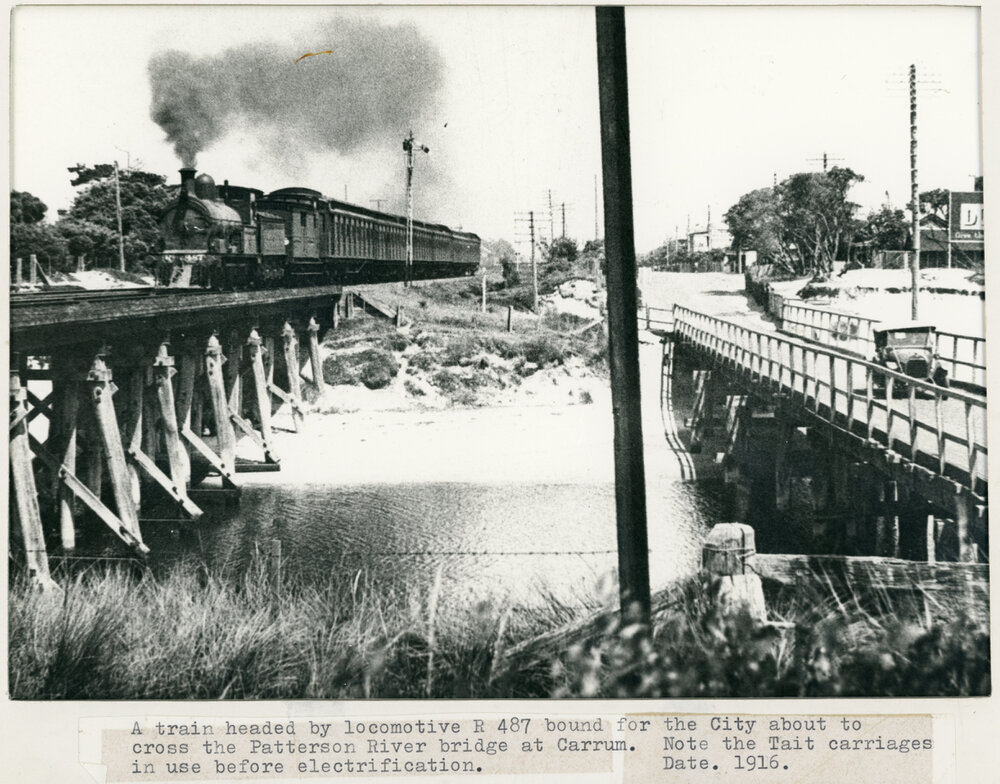 Steam train over the Patterson River at Carrum 