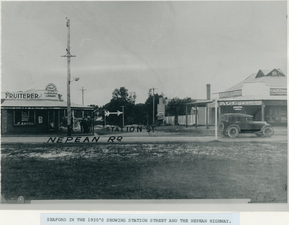 Seaford in the 1930's showing Station Street and Nepean Highway 
