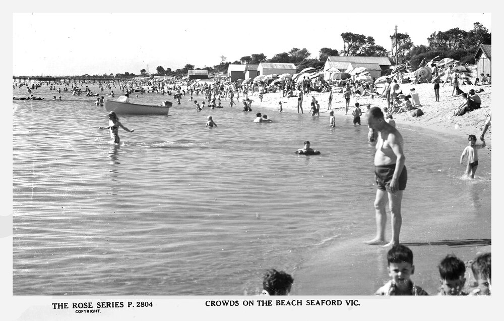 Crowds on the beach, Seaford