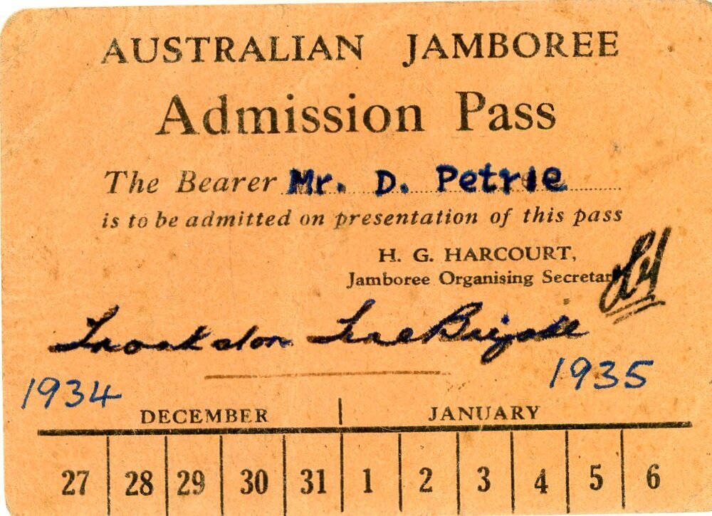 1st Australian Pan-Pacific Jamboree, Admission Pass