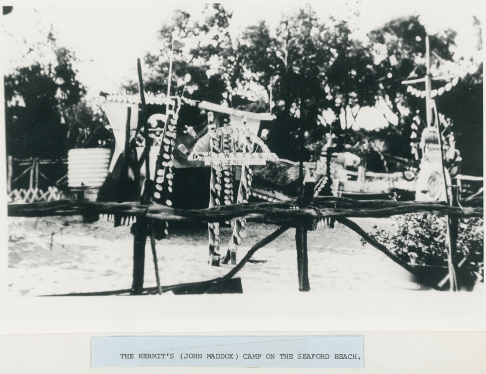 The hermit's (John Maddox) camp on the Seaford Beach 