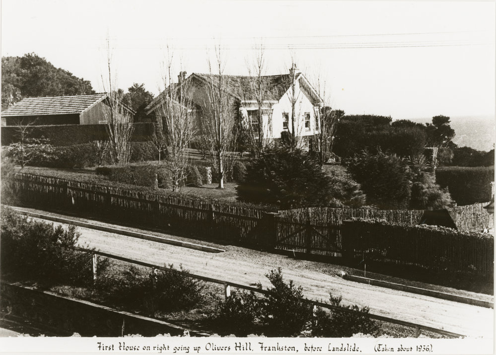 First house on right going up Oliver's Hill, Frankston, before