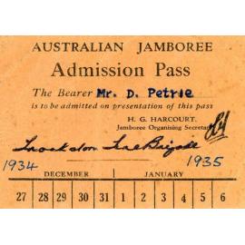 1st Australian Pan-Pacific Jamboree, Admission Pass
