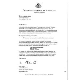 Gail Dudeck - Centenary Medal Award 01