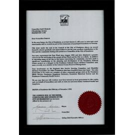 Gail Dudeck - Letter under the seal of the Council of the City of Frankston
