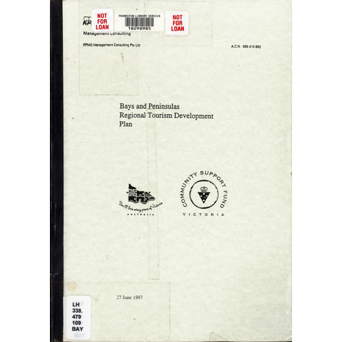 Bays and peninsulas regional tourism development plan 