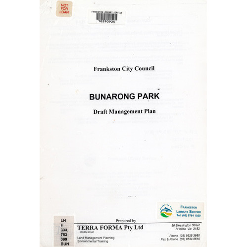 Bunarong Park draft management plan 