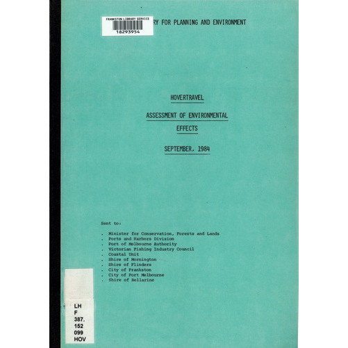 Hovertravel assessment of environmental effects, September 1984 