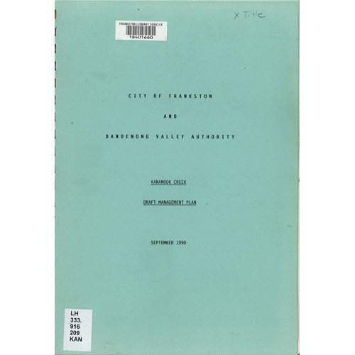 Kananook Creek draft management plan, September 1990 