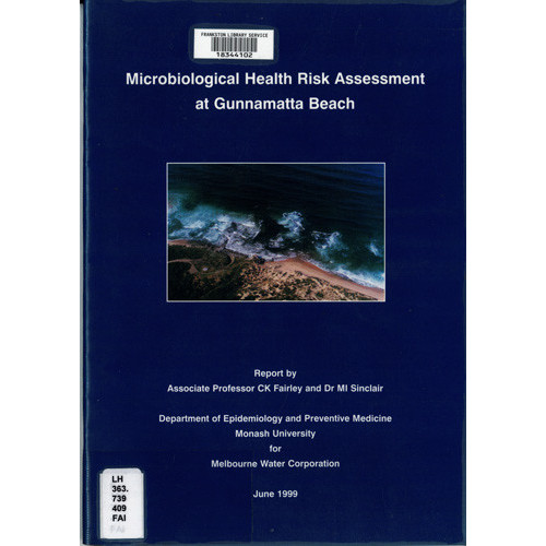 Microbiological health risk assessment at Gunnamatta Beach 