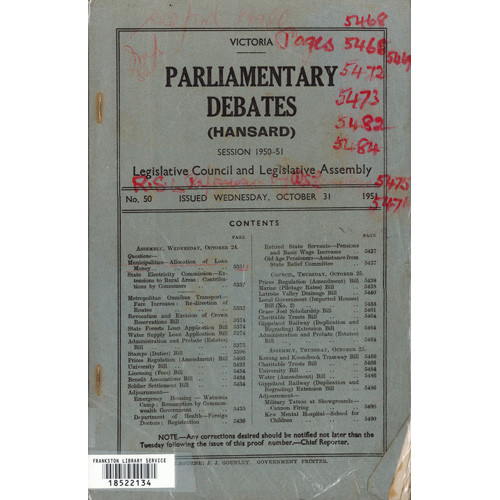 Parliamentary debates (Hansard) : legislative council and legislative assembly
