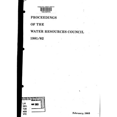 Proceedings of the Water Resources Council, 1981-82 : Special article : Sewerage strategy for the Lower Dandenong Valley