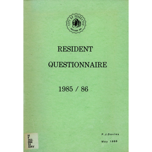 Resident questionnaire 1985/86