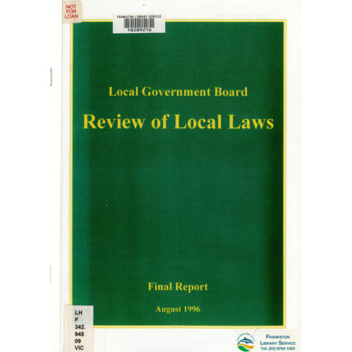 Review of local laws : final report, August 1996 
