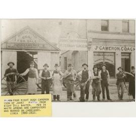 Hugh Cameron, Bill Baxter and others in front J. Cameron Coach Builder premises 