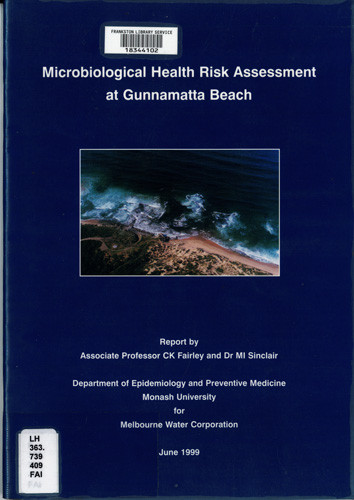 Microbiological health risk assessment at Gunnamatta Beach 