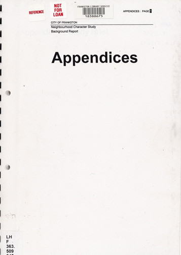 Neighbourhood character study : background report : appendices 