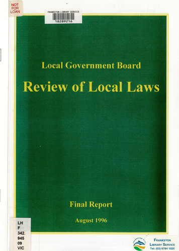 Review of local laws : final report, August 1996 